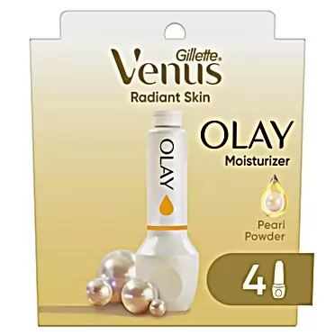 Gillette Venus Radiant Skin Pearl Powder Olay razor moisturizer refills, 4ct, White 4 Pearl Powder Refills