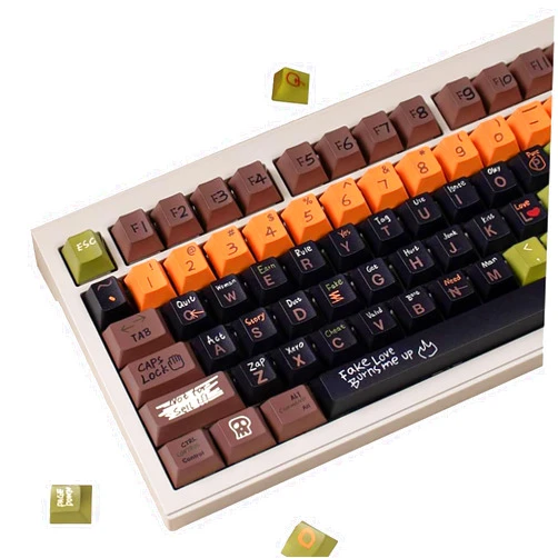 Hunfuthr PBT Keycaps, 129 Keys Cherry Profile Custom Keyboard Keycaps,60% 75% Percent Retro Keycap Dye-Sublimation for ANSI/ISO Layout Mechanical Keyboard