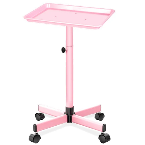 LKT COBTAC Salon Tray,Height Adjustable Salon Service Tray,Hair Color Tray with Wheels,Hairstylist Rolling Tray,Pink Salon Tray on Wheels