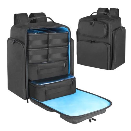 Kitguard Travel Makeup Organizer Backpack with 6 Removable Cases,Extra Large Cosmetic Storage Bag for Women and Professional Make up Artist (Black)