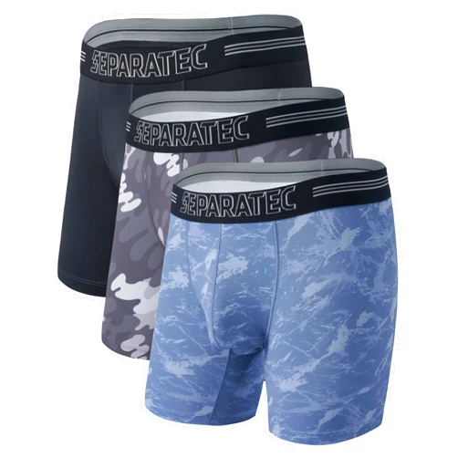 Separatec Dual Pouch Underwear for Men Moisture Wicking Men's Boxer Briefs with Ball Pouch, Printed Underwear 3 or 5 Pack