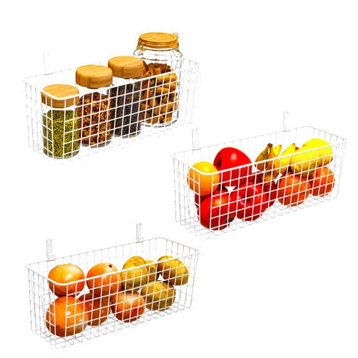Joben Oligey 3 Set [Extra Large] Hanging Wall Wire Baskets, Farmhouse Food Storage Kitchen Pantry Laundry Closet Garage RV, White
