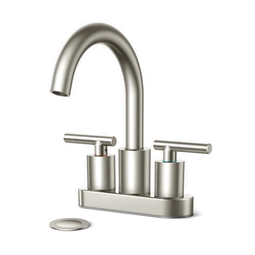 FORIOUS Brushed Nickel Bathroom Faucets 2 Hole, 4 Inch Centerset Bathroom Sink Faucet Brushed Nickel with Metal Dain, 24