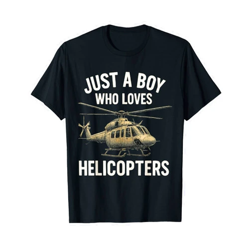 Funny Helicopter Pilot Gifts & Apparel Just A Boy Who Loves Helicopters T-Shirt