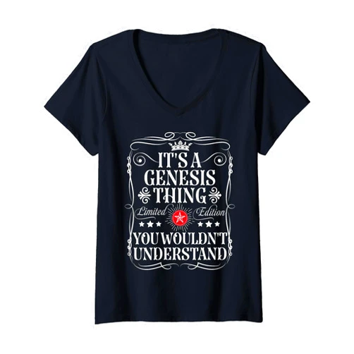 Funny Vintage Genesis Name T-Shirts And Gifts Womens Genesis Name Its A Genesis Thing You Wouldn't Understand V-Neck T-Shirt