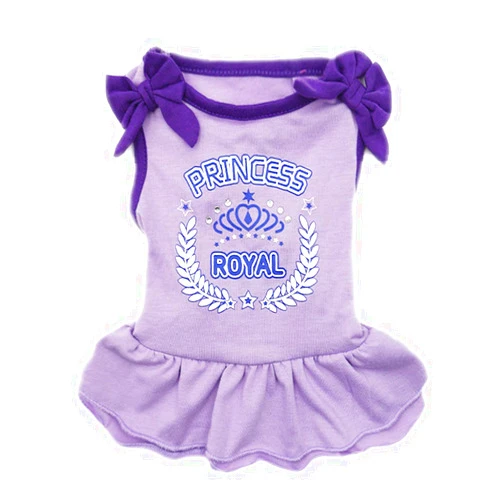 KYEESE Dog Princess Dresses Purple Bowtie Pet Apparel Small Dogs Vest Shirt Sundress
