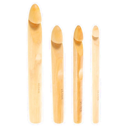 uxcell Wood Huge Crochet Hook 15mm 20mm 25mm 30mm Big Wooden Bamboo Crochet Hooks Set for Crocheting Giant Chunky Yarn