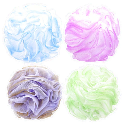 Tbestmax 4 Pack Bath Sponge Pouf Shower Loofah Body Scrubber Exfoliator, 60g/Piece - 4 Colors
