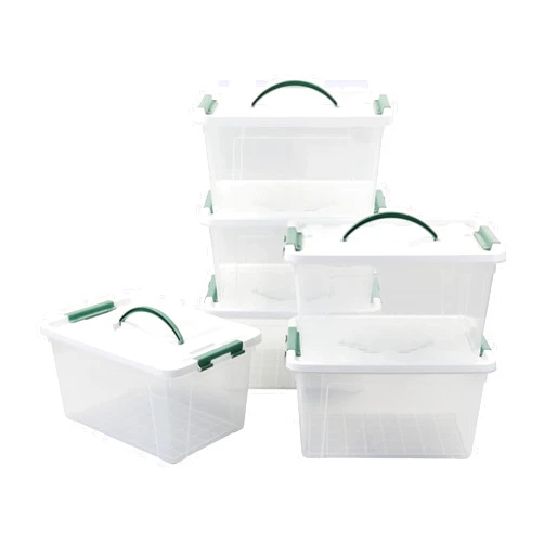 Saedy 14 Quart Plastic Storage Bin with Lid, Clear Latching Box, 6 Packs