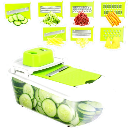 Sedhoom Direct Mandoline Slicer 14 PCS Vegetable Slicer w/Large Container Multi Blade Potato Slicer Food Onion Veggie Slicer Cutter Grater Julienne Shredder for Meal Prep
