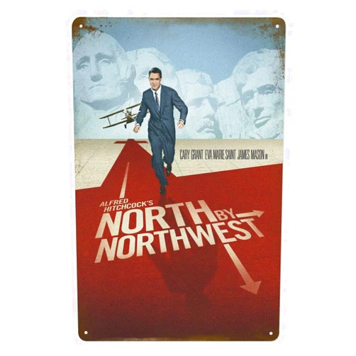 BIUUOP North by Northwest Poster Metal Tin Sign Poster 8”×12” Painting Sign Funny Wall Vintage Art Decor Retro Plaque For Home Bar Pub Club Cafe Decoration