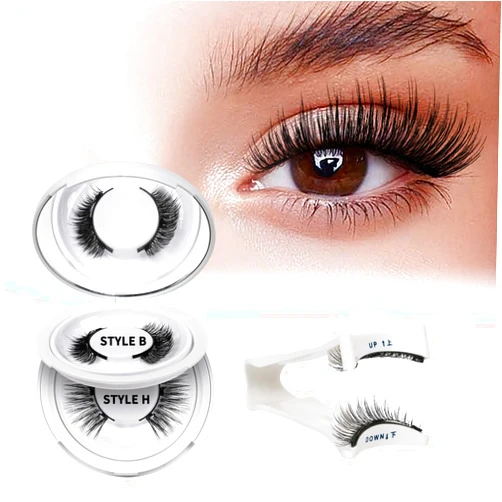 QUEWEL Magnetic Eyelashes 2 Pair Reusable Magnetic Eyelashes with Applicator No Glue Needed Eyelashes Natural Look Lash Clusters Kit Easy to Wear and Remove(B+H01)
