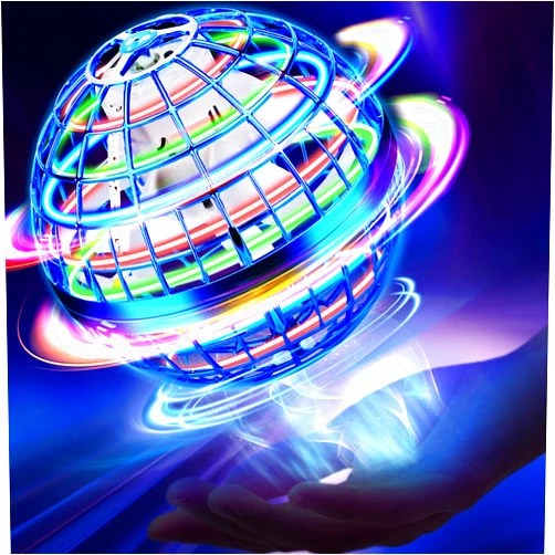 NWLAEWR Flying Orb Ball Toy, Hand Controlled Hover Ball with LED Lights, 360° Rotating Boomerang Globe, Cool Toys Mini Drone Spinner for Kids, Ideal Birthday & Festival Gift for Boys and Girls - Bright Blue