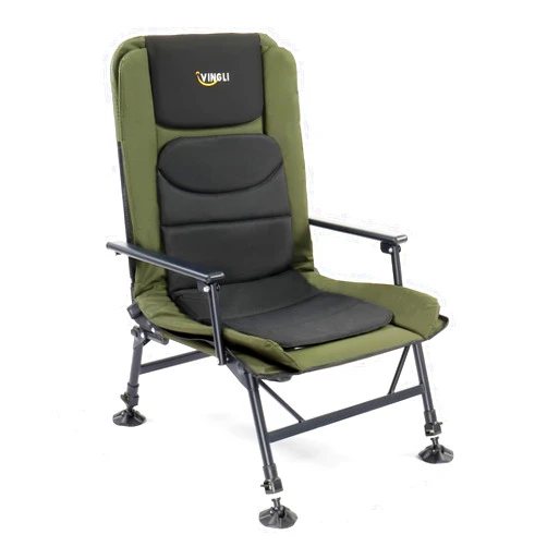 VINGLI Oversized Fishing Chair Heavy Duty Support 440 LBS, 160° Freely Adjustable Reclining Folding Chairs, Lounge Travel Outdoor Seat with High Back for Fishing Camping or Leisure