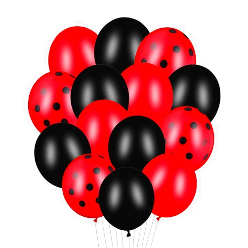 AnnoDeel 50pcs Red and Black Latex Balloons, 12 inch Black Polka Dot Red Latex Balloons for Ladybug Balloons Wedding Birthday Halloween Baby Shower Graduation Poker Card Party