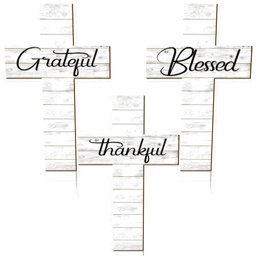 Yookeer 3 Pieces Thankful Grateful Blessed Cross Sign Wood Wall Hanging Cross Rustic Cross Wall Decor Vintage Cross Wall Art Religious Cross Wall Decor Farmhouse Home Hanging Decor for Indoor Outdoor Decor