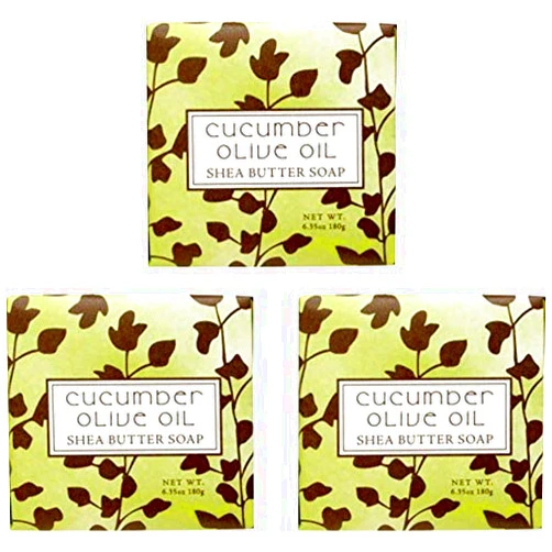 VFFWBB Greenwich Bay Cleansing Spa Soap, Shea Butter, and Cocoa Butter. No Parabens, No Sulfates 6.35 Oz. (3 Pack) … (Cucumber Olive Oil)