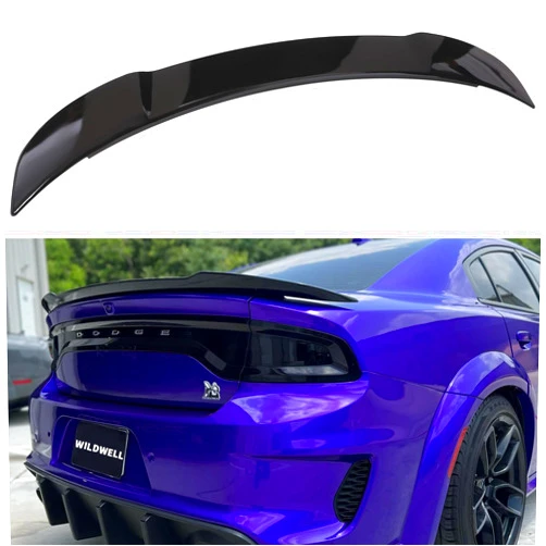 WildWell Rear Trunk Spoiler for 2015-2024 Dodge Charger Rear Spoiler Wing Glossy Black