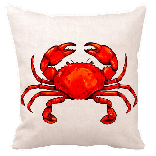 Leaveland Red Crab Sea Ocean Marine Animal 18x18 Inch Cotton Linen Square Throw Pillow Case Decorative Durable Encasement Cushion Slipcover Home Decor Standard Size Pillowcase