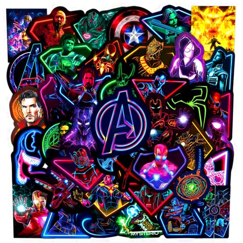 LYLSDSB 100Pcs Noctilucent Avengers Stickers Cool Waterproof Marvel Graffiti Stickers for Laptop Car Water Bottle Skateboard Hydroflasks Computer Helmet Motorcycle Bike,Vinyl Stickers for Teens Kids