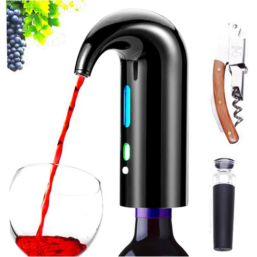 Yoocylii Electric Wine Aerator Pourer, Portable One-Touch Wine Decanter and Wine Dispenser Pump for Red and White Wine Multi-Smart Automatic Wine Oxidizer Dispenser USB Rechargeable Spout Pourer
