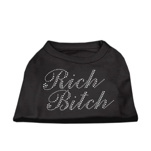 KLS Pets-Pets Love Bling Too! RICH BITCH Cute Dog Apparel, Funny Animal Graphic T-shirt, Novelty dog shirt, Pet Fashion, Fancy dog for small, medium breeds. (Large, Black)