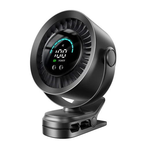 KIMMOO Portable Clip on Fan, 100-Speed Rechargeable USB Fan with LED Display, 360° Rotation & Strong Airflow Desk Fan, Up to 17 Hours Small Battery Fan for Outdoor Travel Camping Treadmill Car (Black)