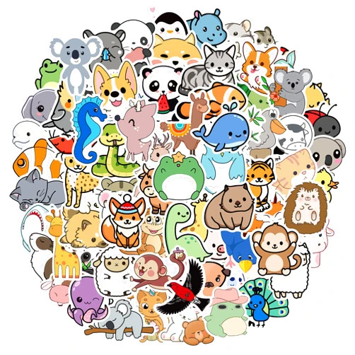 Swanticker 100 Pieces of Cute Animal Stickers for Kids. Waterproof Vinyl Sticker - Aesthetic Sticker Bag for laptops, Water Bottles, Skateboards, Mobile Phones, Guitars, Teenagers, Boys and Girls