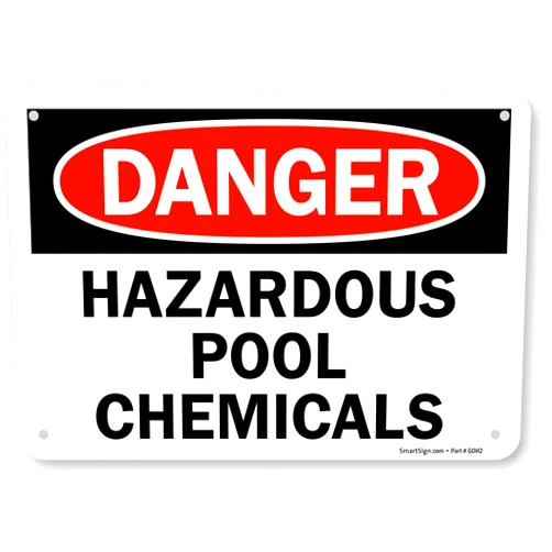 SmartSign 7 x 10 inch “Danger - Hazardous Pool Chemicals” OSHA Sign, Digital Printing, 55 mil HDPE Plastic, Red, Black and White