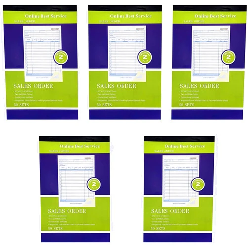 MegaDeal 5 Pack Large Sales Order Book Receipt Invoice Duplicate Carbonless Copy 50 Sets 5.5
