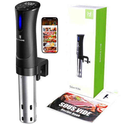 BLITZHOME Sous Vide Cooker, WiFi 1100W Sous Vide Machine with APP Recipes, Accurate Temperature & Timer, Stainless Ultra Quiet Precision Immersion Circulator Gift for Chefs