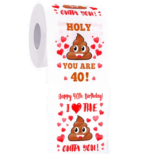 AOZITA 40th Birthday Gifts for Women, Men, Her, Him - Happy Prank Toilet Paper - 40th Birthday Decorations, Party Supplies Favors - 40 Years Old Funny Gag Gift Ideas, Novelty Bday Present for Friends, Family