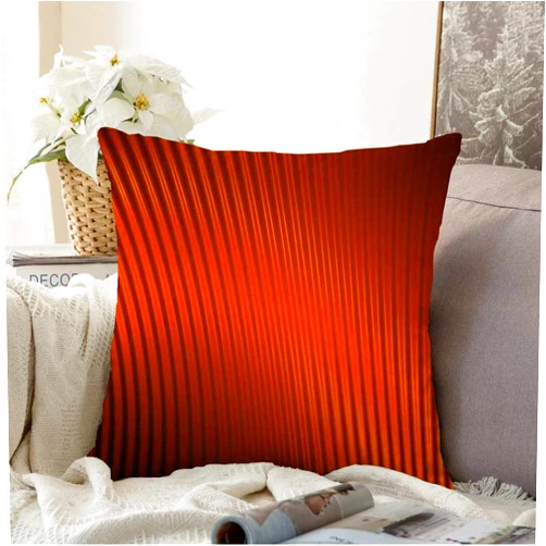 Staromem Decorative Throw Pillow Case Ardor Orange Fine Abstract Fire Foliage Deep Fishbone Amorphous Futuristic Pattern Aglow Generated Comfortable Square Cushion Cover Pillowcase 18x18 Inch