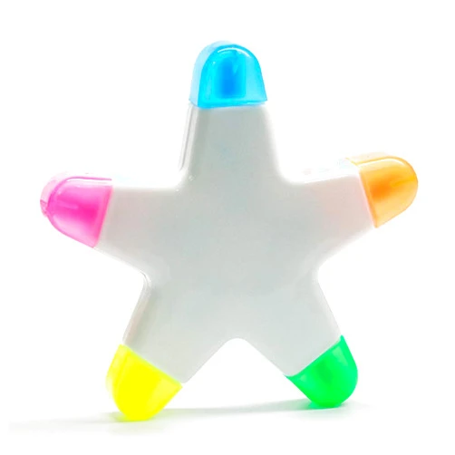 HiKin Brush Tip Highlighters, Creative Star Shape Light Color Fluorescent Pens Markers with 5 Colors, Great for Journal Planner Note Taking and Coloring Book, Non-Toxic & Odorless Watercolor.