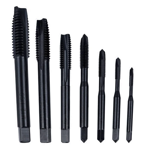 Yakamoz 7Pcs Nitriding Coated Spiral Point Thread Taps - M3 to M12 Metric Screw Drill Tap Bits - Ideal for Aluminum, Stainless Steel & More