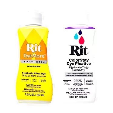 Craft County Synthetic RIT Dye Wide Selection of Colors + Color Fixative Daffodil Yellow