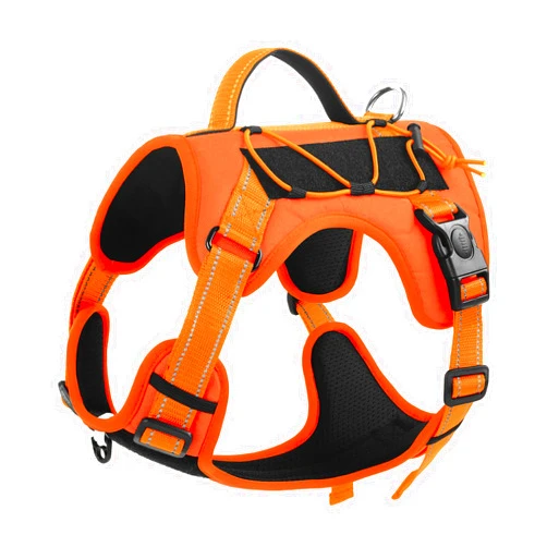 Penseepet Dog Harness Heavy Duty No Pull Dog Harness with Handle Adjustable Reflective Large Dog Vest for Training,Walking,Hiking,Orange (S)