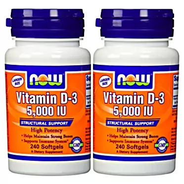 NOW Foods Vitamin D3 5000 Iu, 240-softgels (Pack of 2)