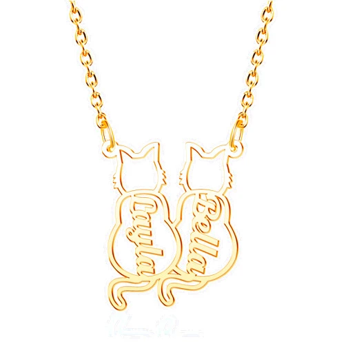 Infinite Memories Custom Name Cat Necklace Gold Plated Personalized Dog Pet Nameplated Neckalces for Women Cute Animal Gift for Girls
