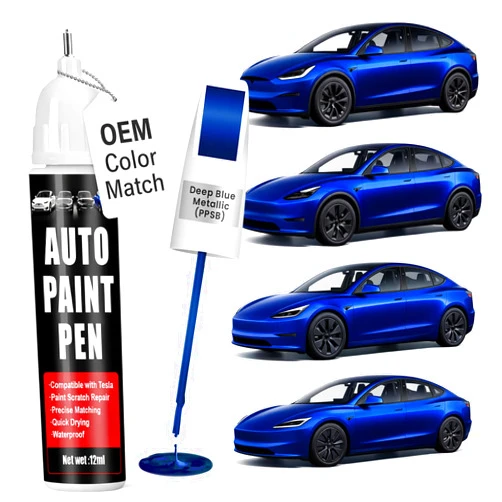 Qnofuit Touch Up Paint for Cars (Deep Blue Metallic PPSB), Compatible with Tesla Model Y/3/X/S, 0.4 fl oz Color Accurate 2-in-1 Car Paint Scratch Repair Pen, Easy to Use, Fast-Drying, Long-Lasting