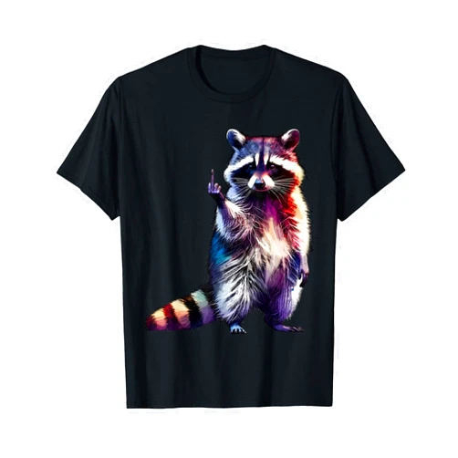 Funny Opossum Raccoon Meme Team Trash Apparel Raccoon Middle Finger Trash Panda Racoon Sarcastic Humor T-Shirt