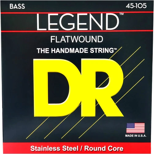 DR Strings Legend- Polished Flatwound Stainless Steel Bass Strings: Medium 45-105