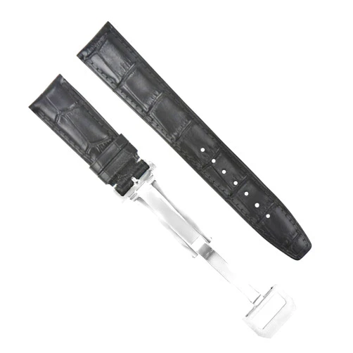 Ewatchparts 20MM LEATHER WATCH BAND STRAP COMPATIBLE WITH IWC PILOT PORTUGUESE DEPLOYMENT CLASP BLACK