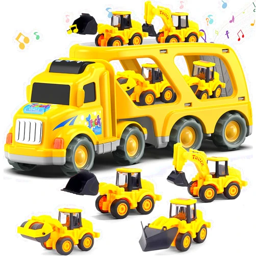 Veslier Construction Truck Toys for Boys Girls Age 1 2 3 4 5 6 Years Old，Carrier Transport Trucks for Kids 1-3 3-5 Year Old，Christmas Birthday Gift Toddler Toys.