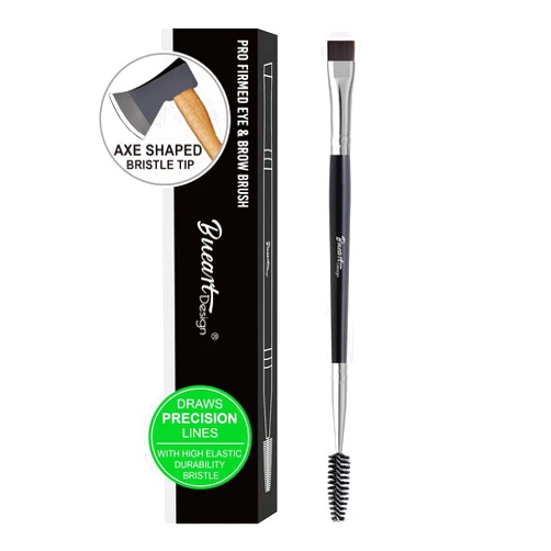 Bueart Design PRECISION Concealer brush for eyebrows Dual Ended Detail Flat Eyeliner definer Brow Brush with spoolies for eyebrow eyelash Spiral Brush Spoolie Mascara Brush