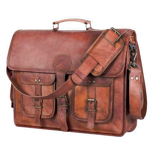 Komal's Passion Leather KPL 18 INCH Leather Briefcase Laptop Messenger bag best computer satchel Handmade Bags for men and women