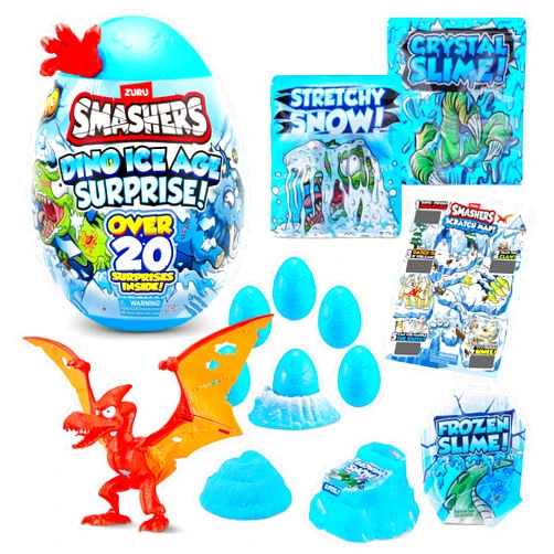 ZURU SMASHERS Smashers Dino Ice Age Pterodactyl Series 3 by ZURU Surprise Egg with Over 20 Surprises! - Slime, Dinosaur Toy, Collectibles, Toys for Boys and Kids (Pterodactyl)