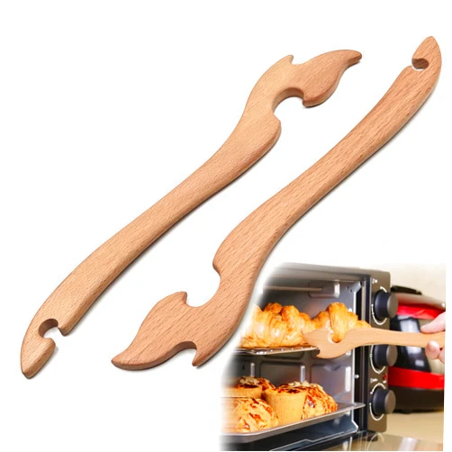 Shinelingee Oven Rack Puller, Wood Oven Rack Push Pull Tool, Prevent Scalding, Pull out Hot Racks Safely, Long Handle Toaster Oven Accessories,Suitable For Kitchen Oven, Air fryer,etc (2)
