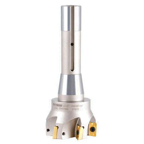 Accusize Industrial Tools 2-1/2'' Cutting Diameter by 6-1/8'' Oal 90 Degree R8 Shank Indexable End Mill with 6 Apkt1604 Carbide Inserts, 0028-6907