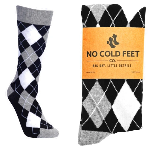 No Cold Feet Fun Stylish Novelty Socks for Men for Dress Casual Formal Groomsmen Wedding, One Pair